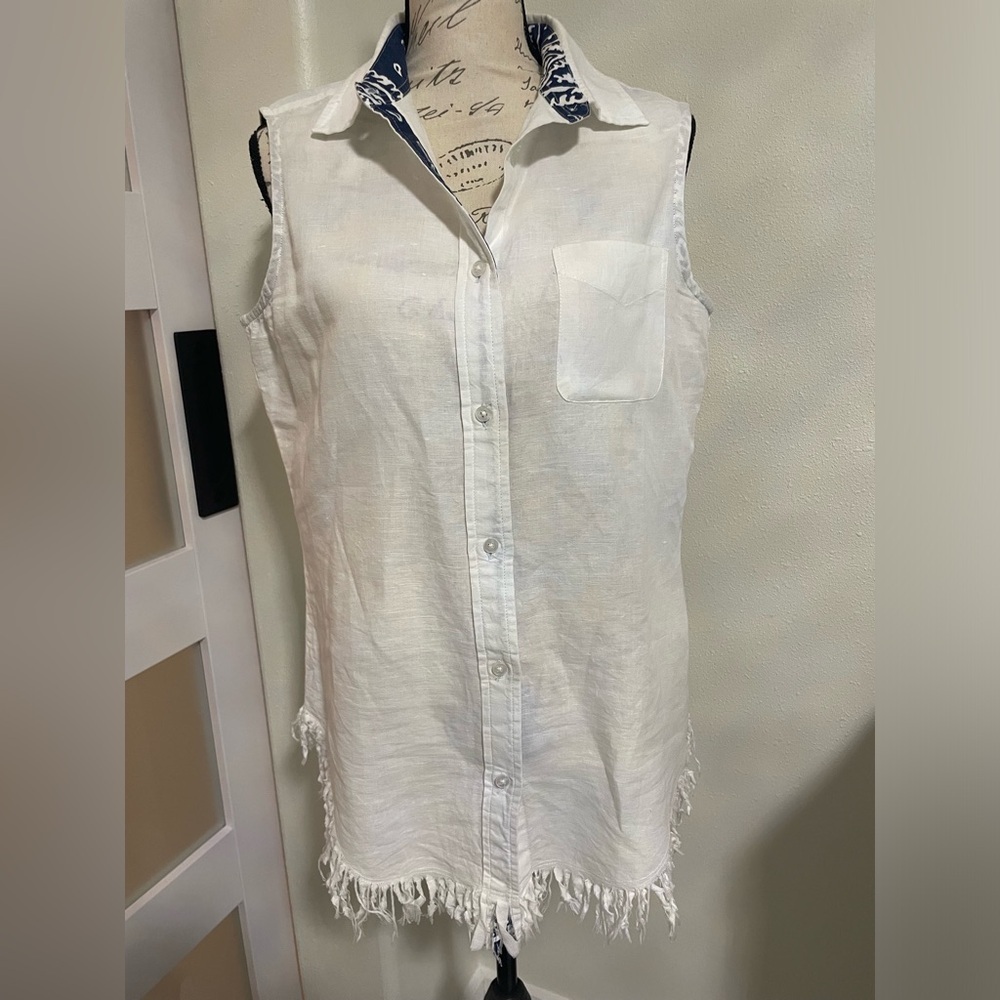 Tizzie Sun Valley Fringed sleeveless Tunic SZ Medium EUC